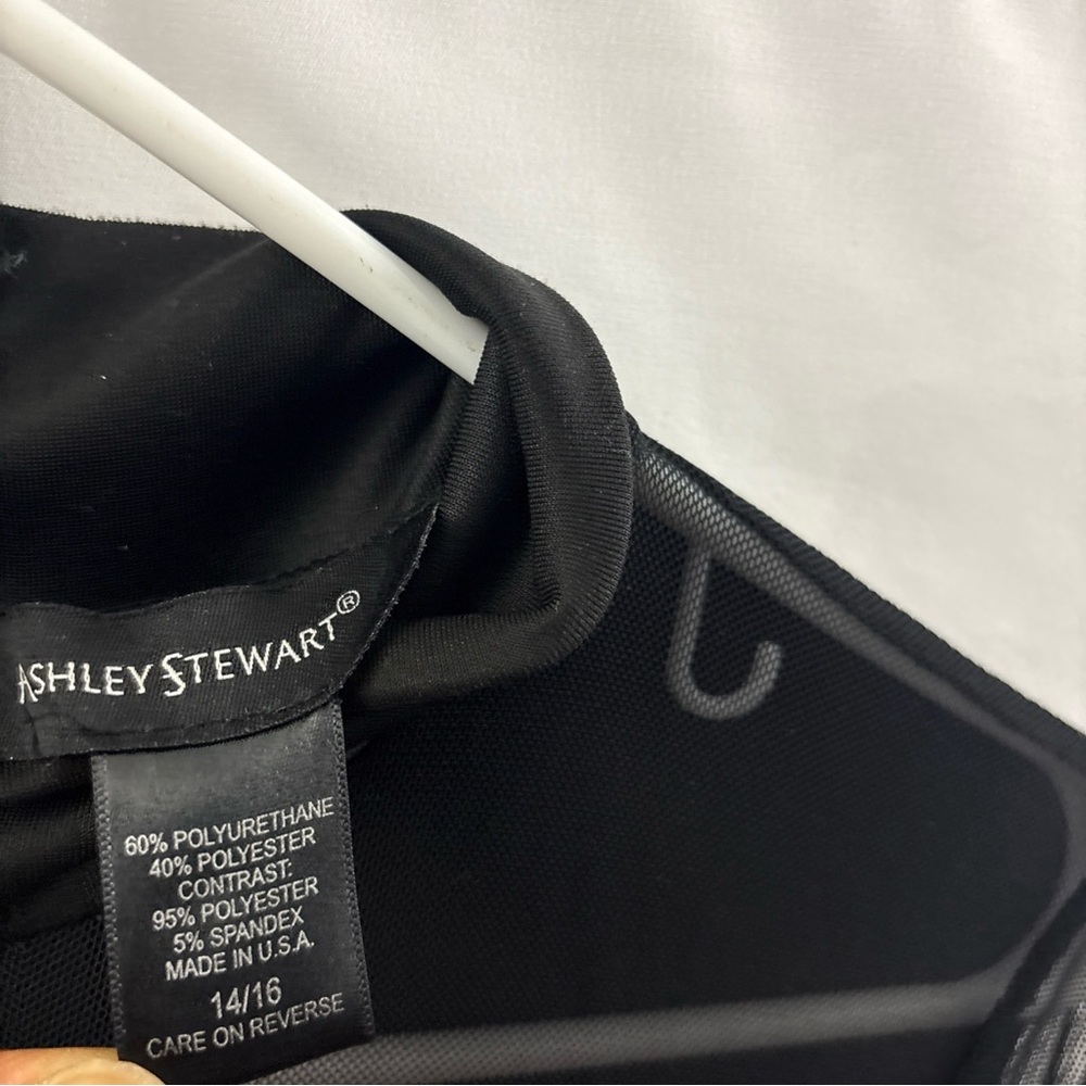 Ashley Stewart Black Faux Leather Long Sleeve Maxi 14/16 Dress Sheer Mock Neck - Picture 5 of 9